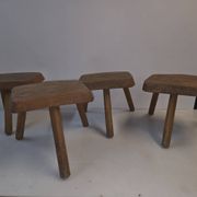 Set of 4 solid wood shepherd's stools