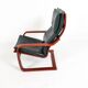Vintage Scandinavian POÄNG armchair in black leather – IKEA, 1980s