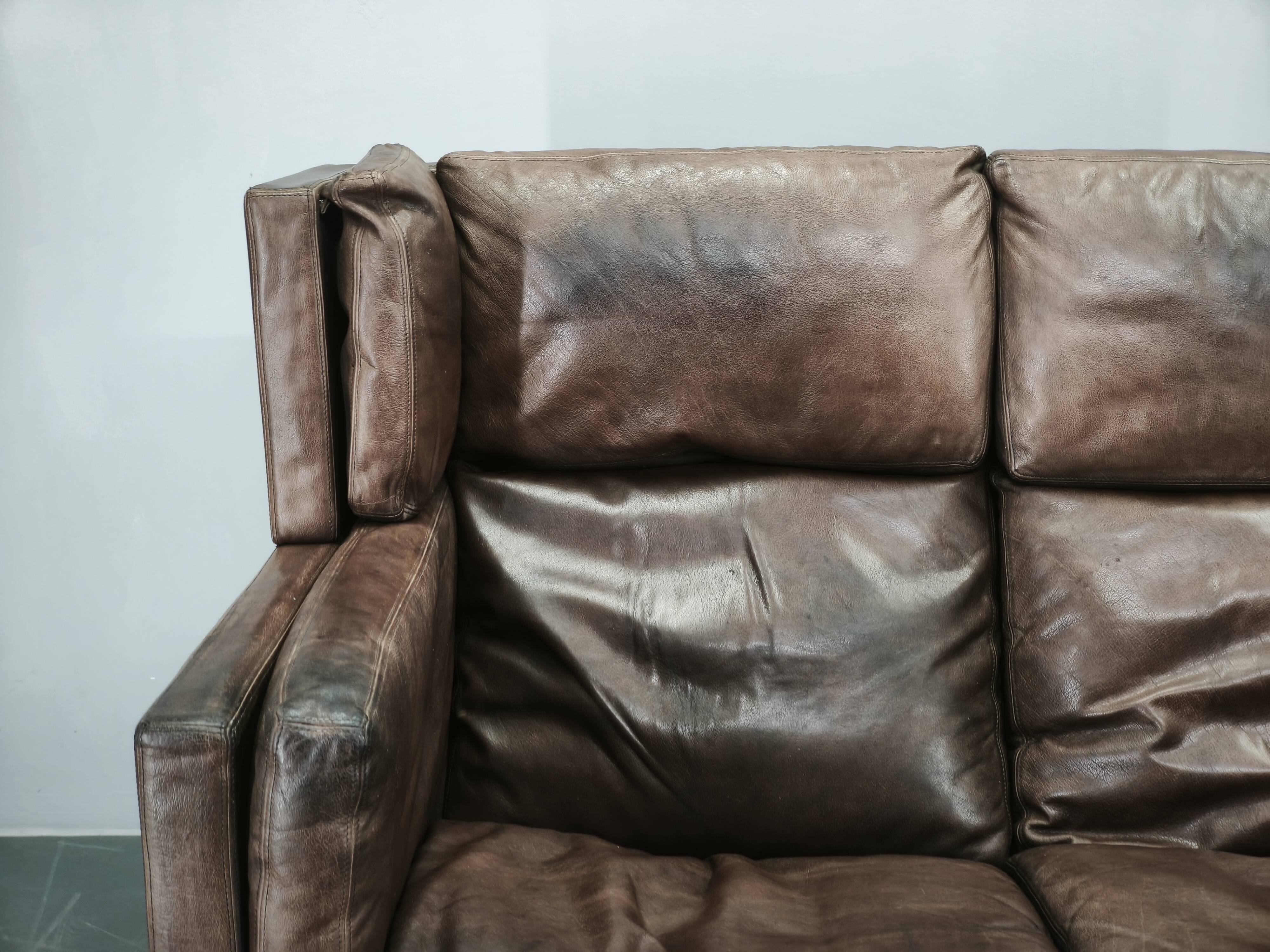 JK 922 Wagon Leather Sofa by Jørgen Kastholm, Denmark, 1960s