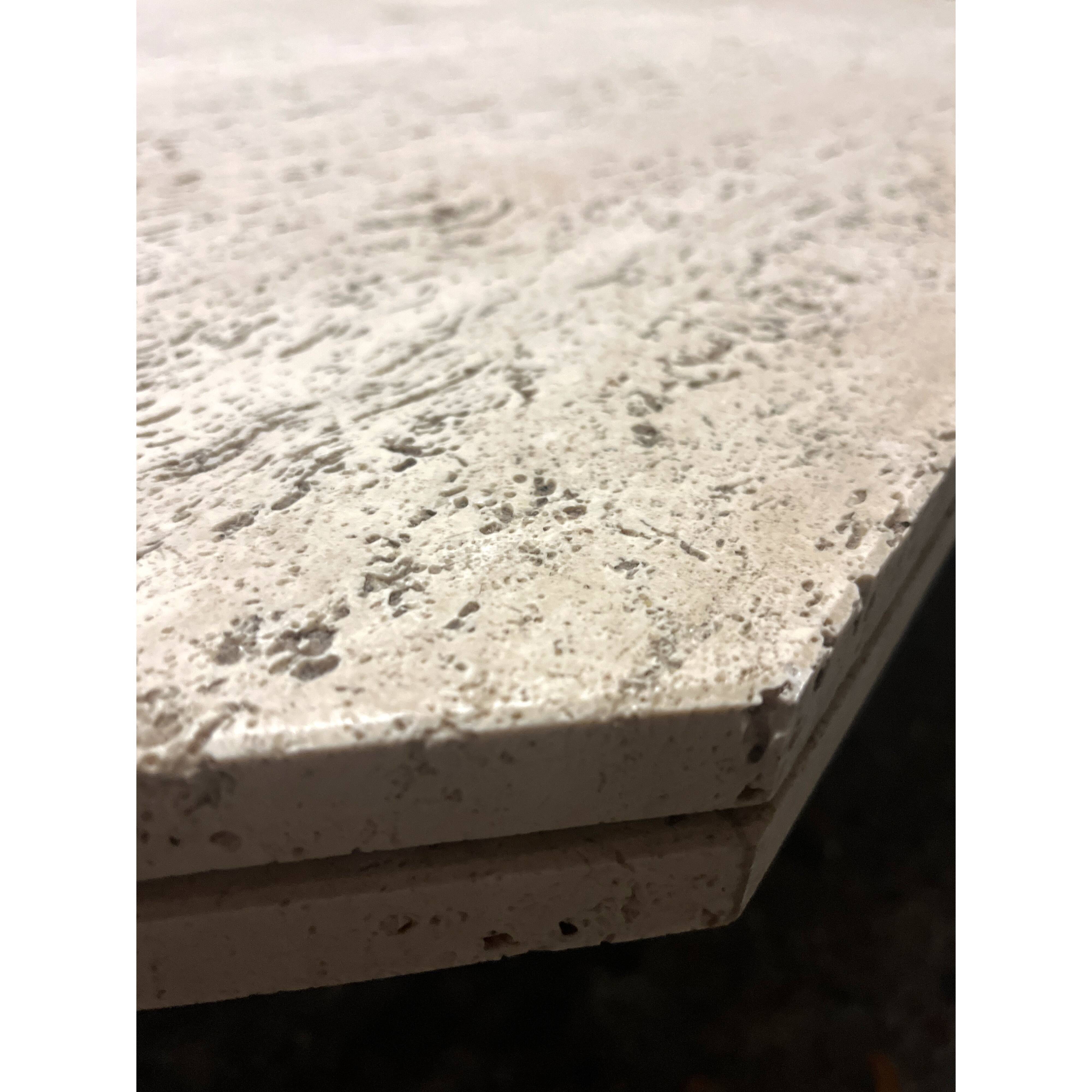 Designer coffee table in raw travertine, mid-20th century, Italy, 1970s