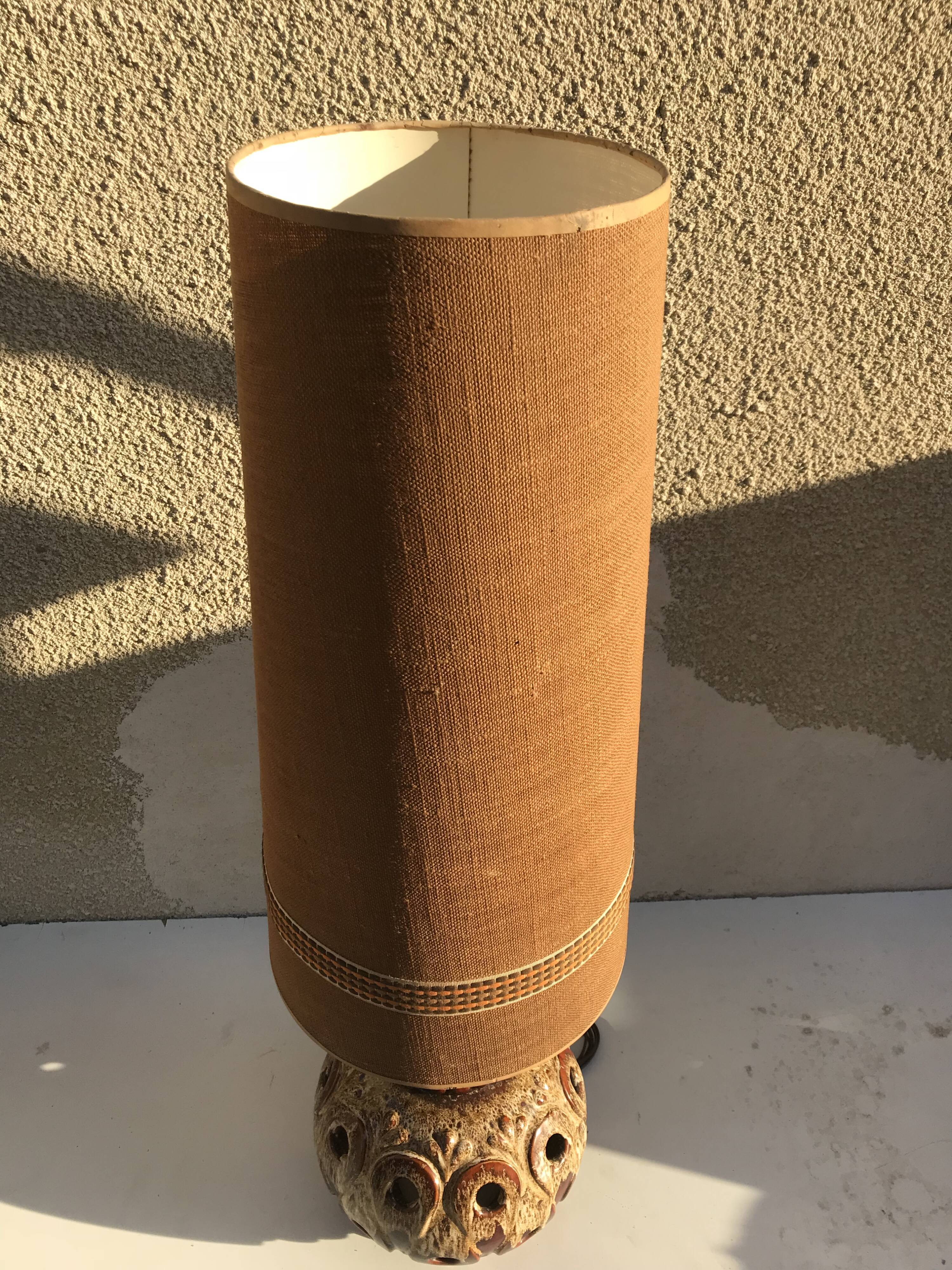 Ceramic brown beige germany + lampshade 70s vintage #3 floor lamp