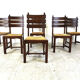 Vintage oak and wicker brutalist dining chairs, 1960s