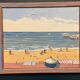 Original Swedish Oil on Canvas – "Day at the Beach" by Mona Starfelt – Signed – Dated 1989 – Framed