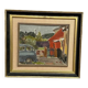 Mid-Century Oil on panel "Urban Scene" by A.O. Vintage & Framed 41×36cm