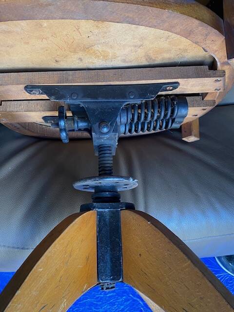 Baumann wood leather armchair