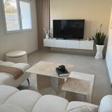 2 rectangular coffee tables in travertine