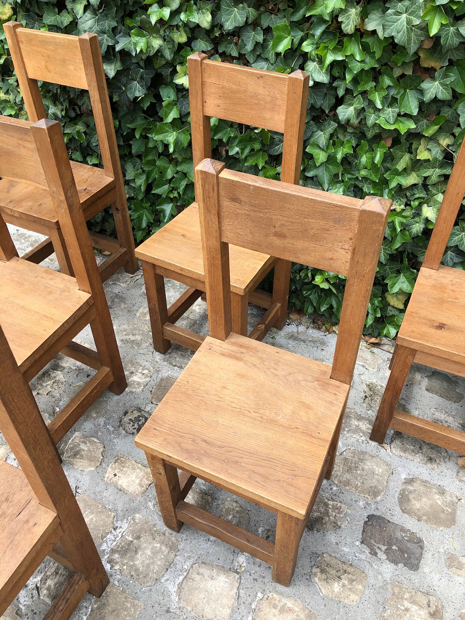 6 solid oak chairs