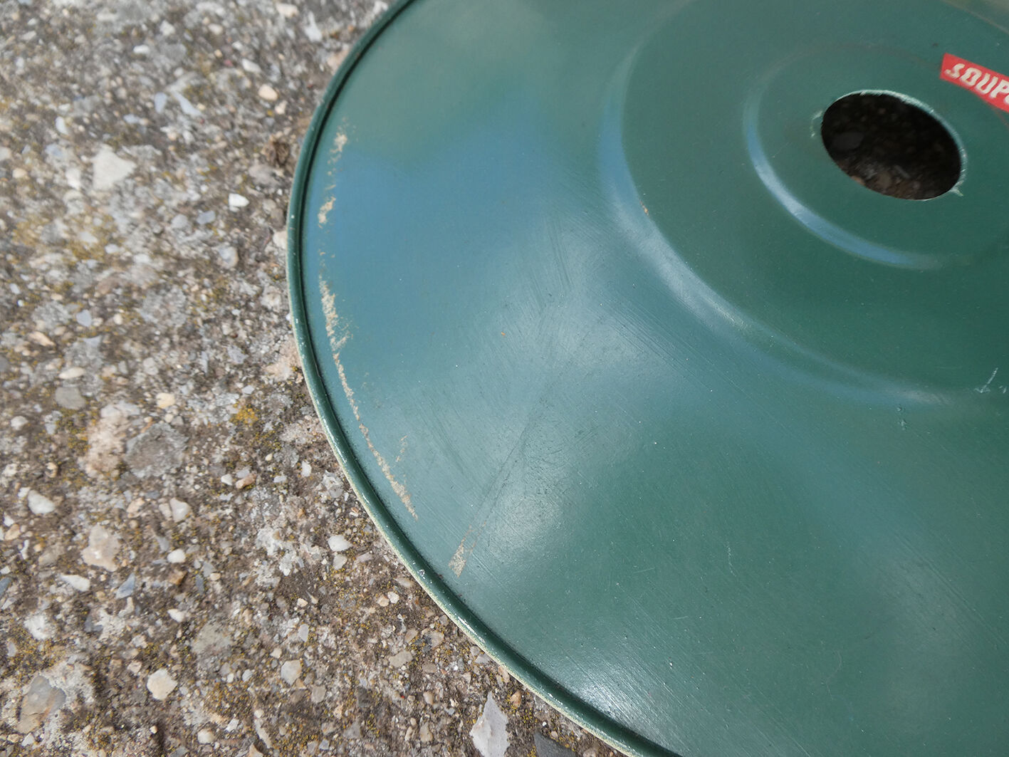 Lot of 5 green bistro lampshade in enamelled sheet metal - Souplemail