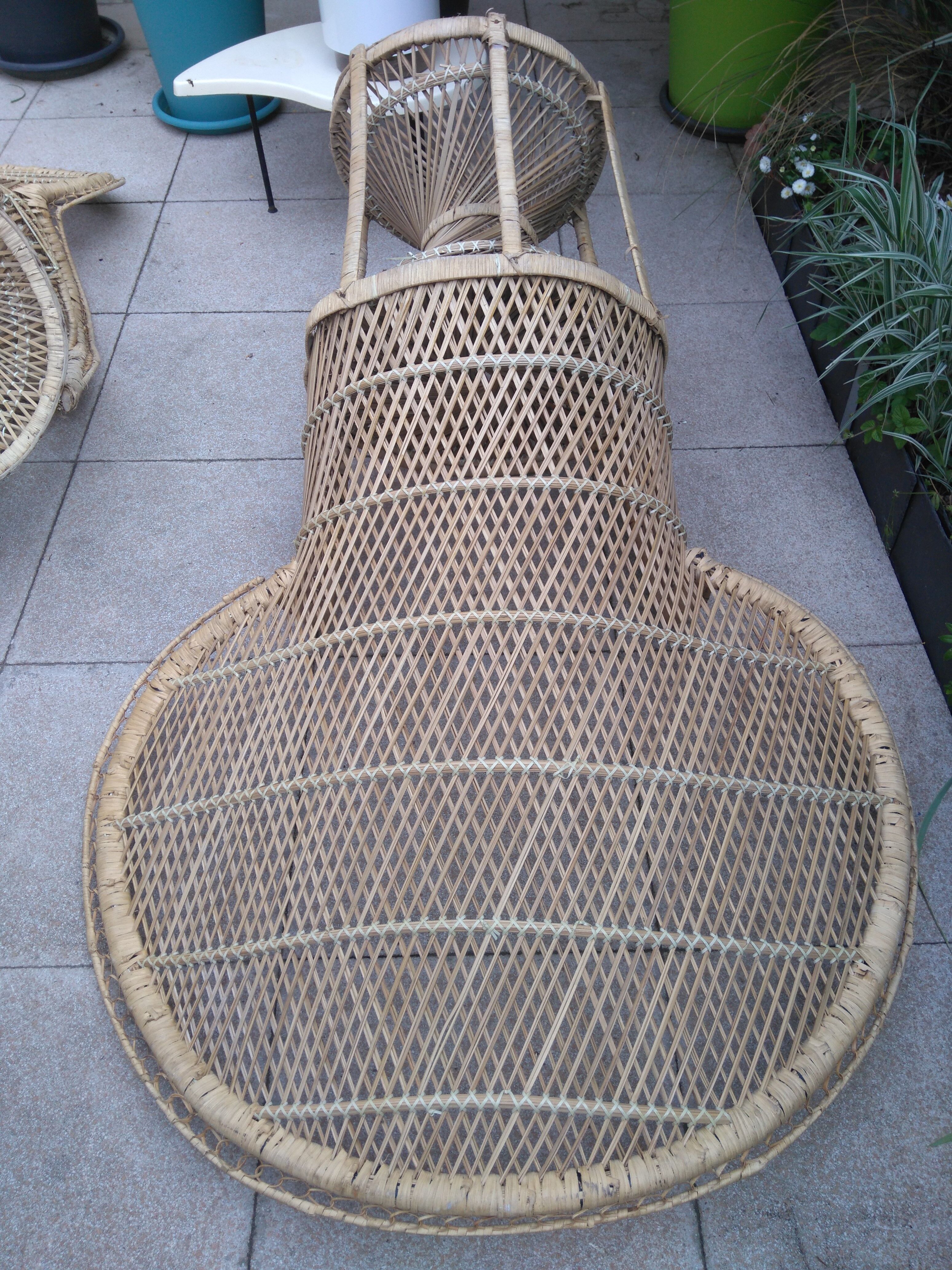 Pair of Emmanuelle rattan armchairs