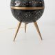 1950s French Saturn Table Lamp in Pierced Aluminum and Brass