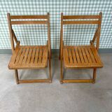 Pair of 70s wooden folding chairs