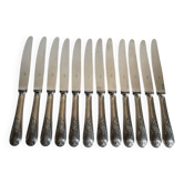 12 couteaux de table en métal argenté lame inox nogent