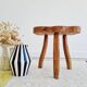 Brutalist tripod stool - solid wood - elm