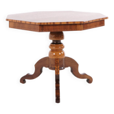 Octagonal column table - lamp table - decorated with intarsia - Italy - 1850s