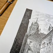 Hôtel-Dieu, Dole, Jura, vintage engraving, printed in 1950.
