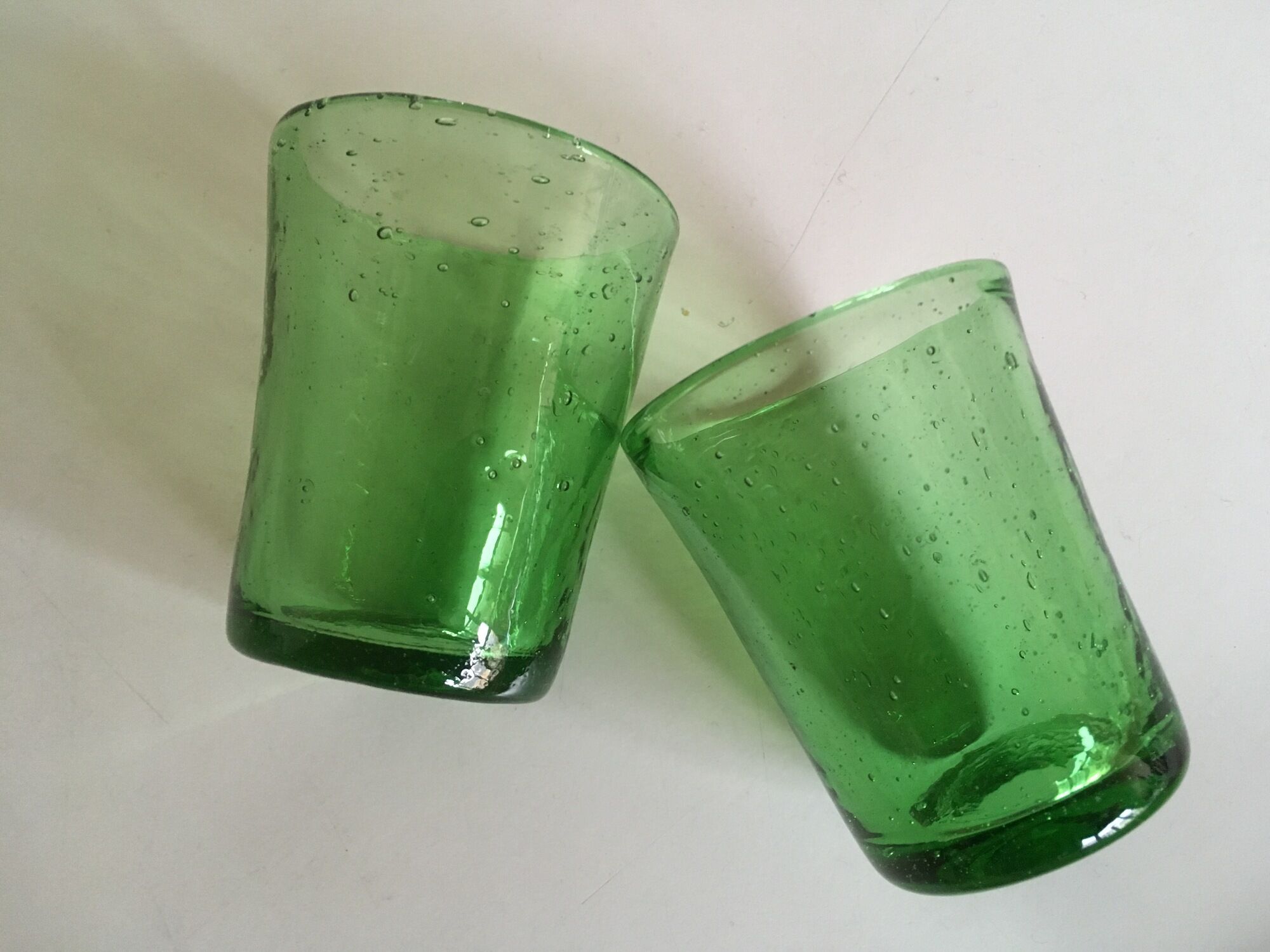 pair of glasses shots gobetets of Biot glass bubble years 60s