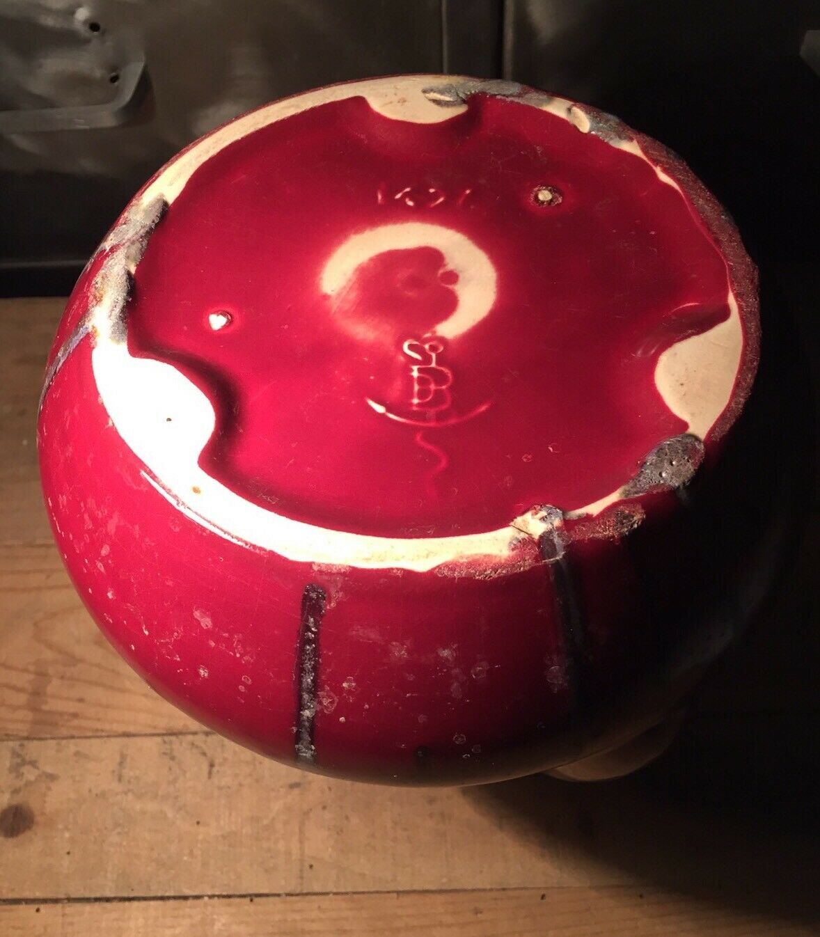 Vase in flamed sandstone with 3 handles Gustave de Bruyn earthenware Fives 1930