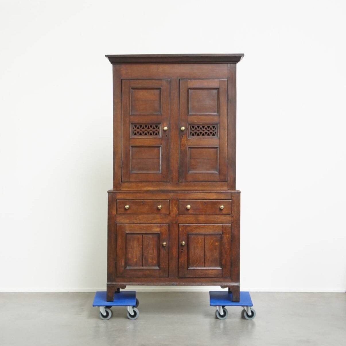 Antique English Oak Food Cupboard from the Late 18th / Early 19th Century