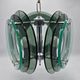 Suspension space age in thick grey-green smoked glass, in the style of Fontana.