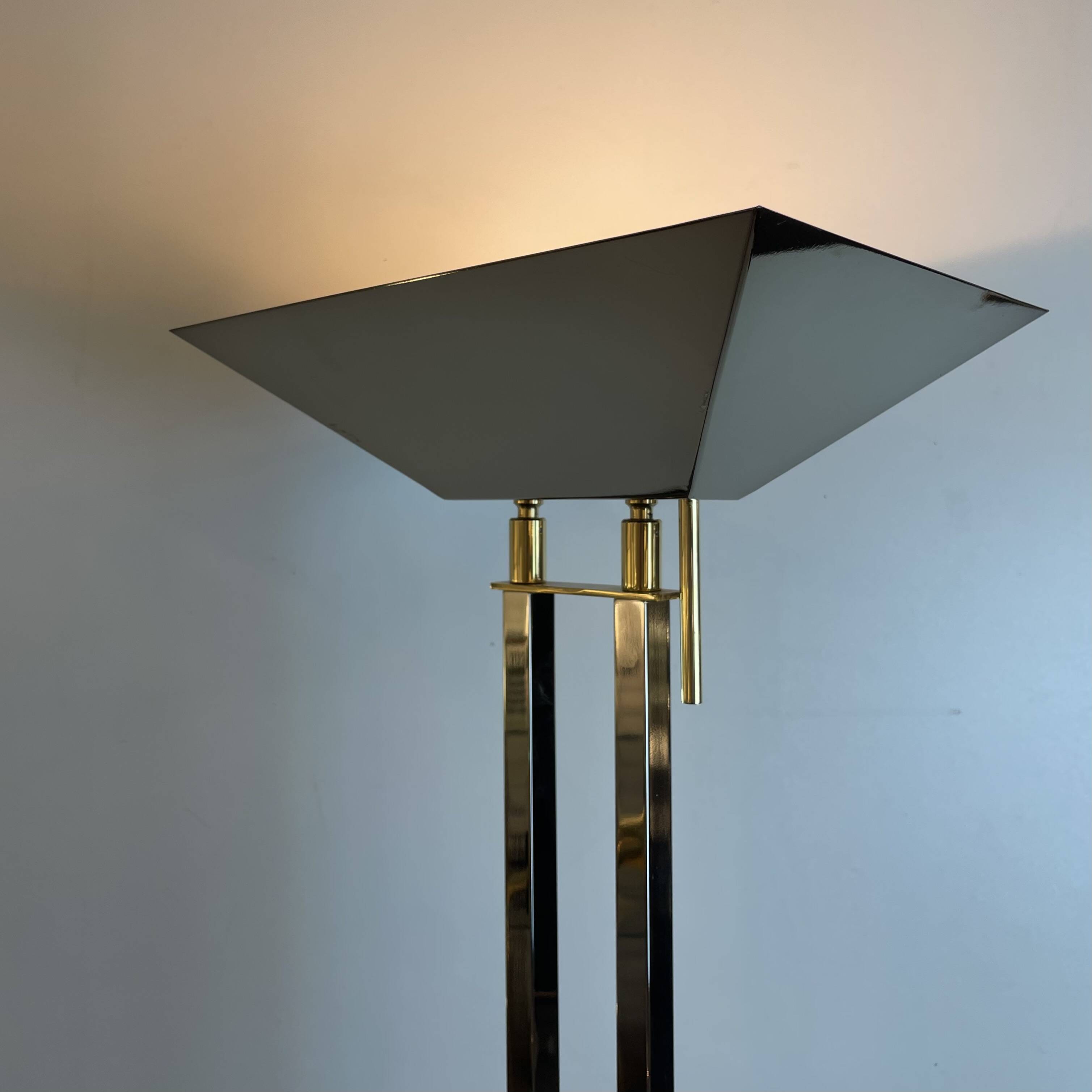 Chrome and brass floor lamp by Deknudt Belgium, 1980s