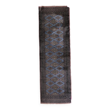Tapis coureur vintage ouzbek Boukhara fait main en laine – 75 x 244 cm