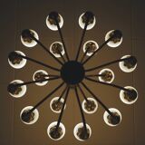 Fog & Mørup 18-Arm Brass and Opaline Glass Tulip Chandelier