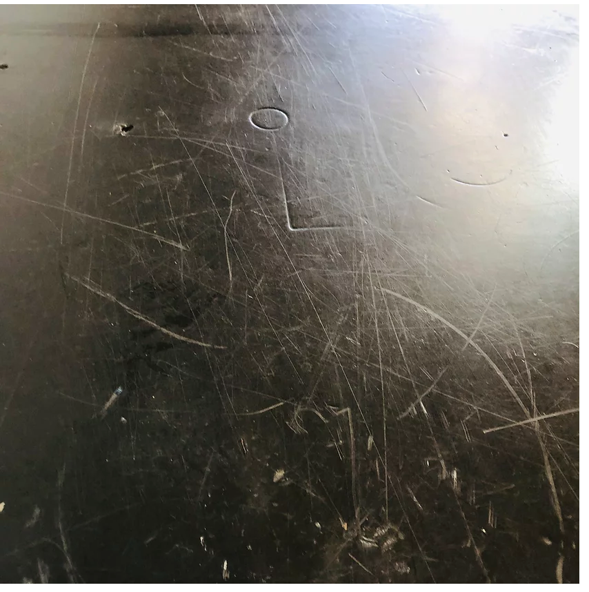 Red vintage steel desk or table