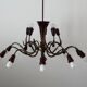 Large Burgundy brass chandelier with 15 arms, 1950, Italy