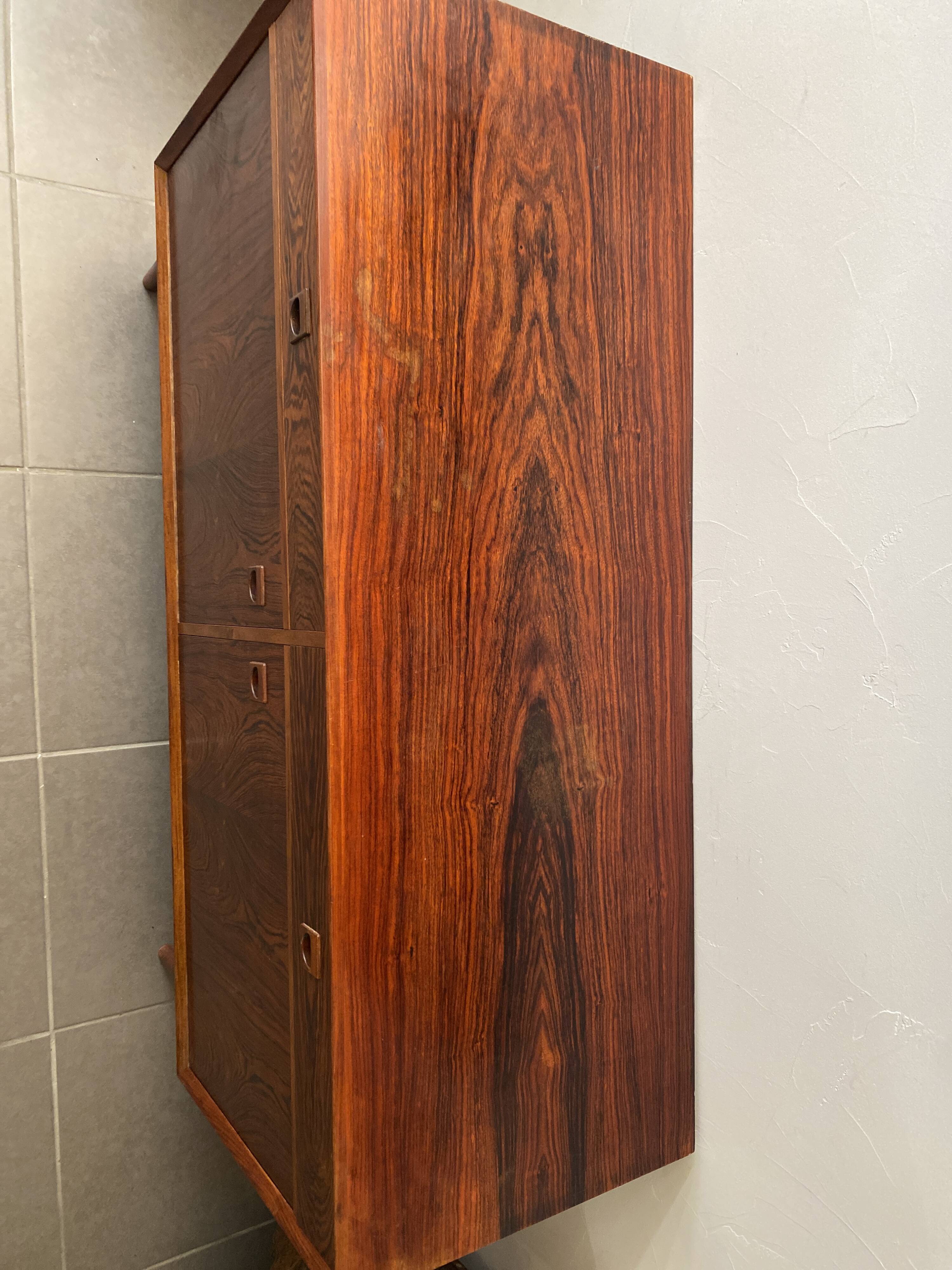 Scandinavian rosewood sideboard with 2 drawers by Eric Brouer for Mobelfabrik 1970