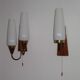 2x Danish Design 50s 60s Wall Lamps, Teak & Brass Sconces