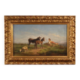 19th century Italian signed bucolic landscape painting