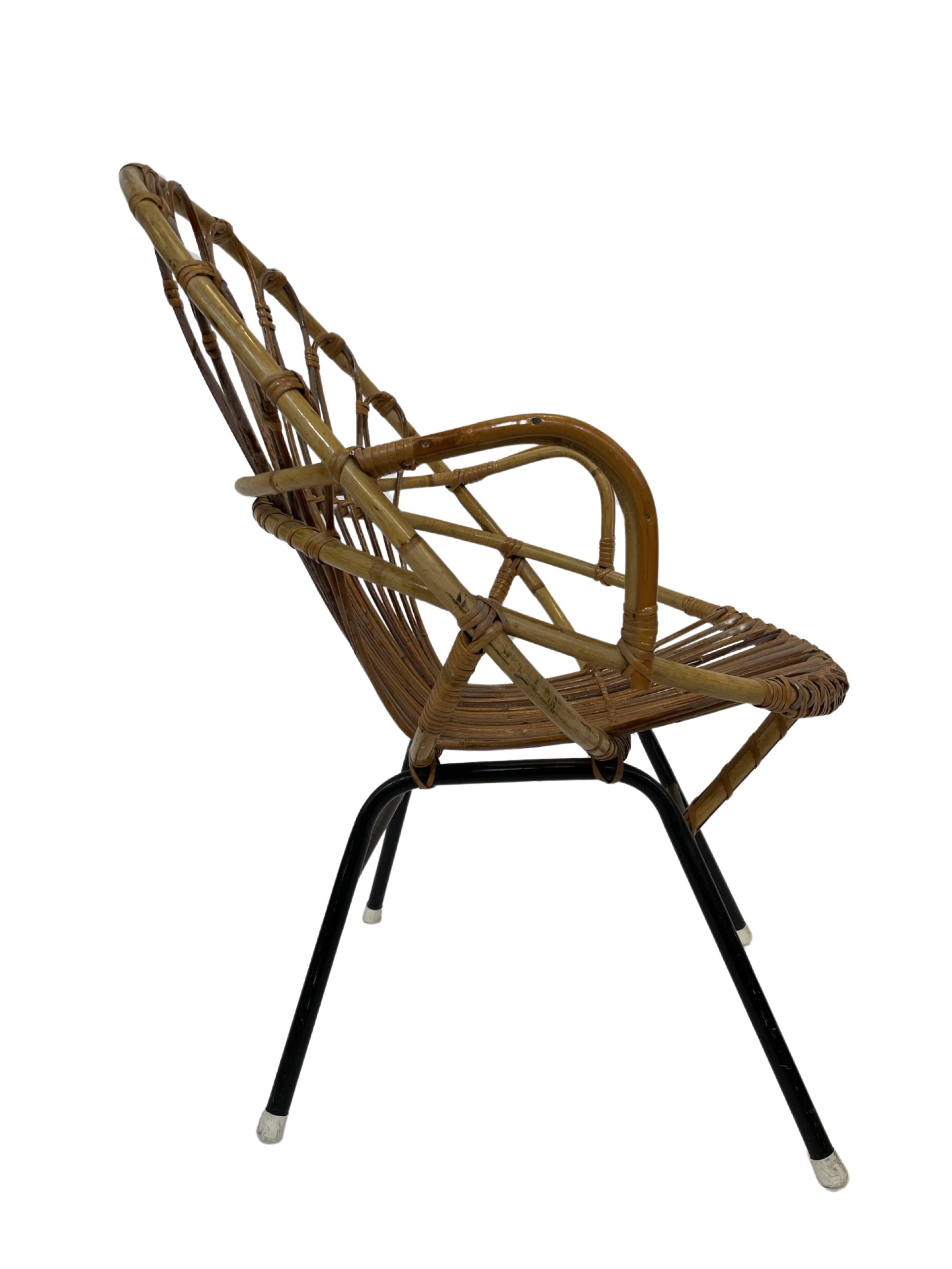Rattan chair by Dirk van Sliedregt Rohe Noordwolde 1960 in the Netherlands
