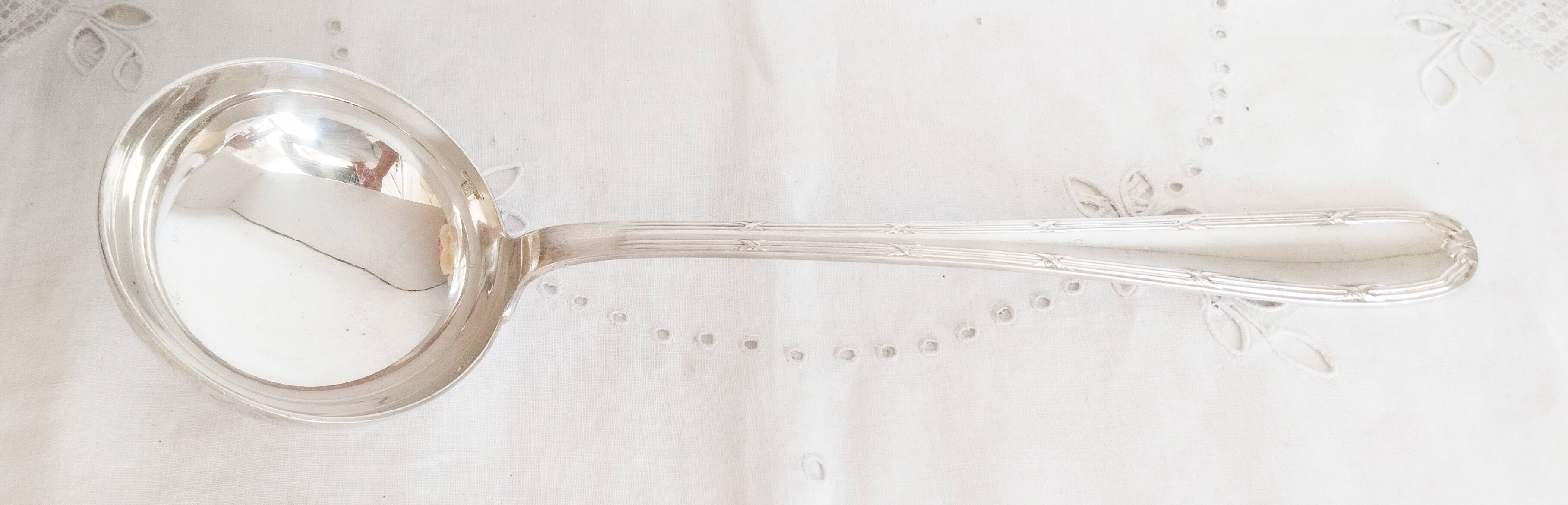 Silver cutlery set, Alfenide, ribbon decoration