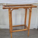 Rattan console and smoked glass Roche Bobois, from the 70s