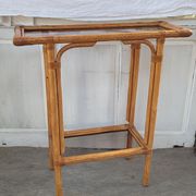 Rattan console and smoked glass Roche Bobois, from the 70s