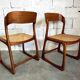 Suite of 2 vintage chairs sleigh canées Baumann 70s