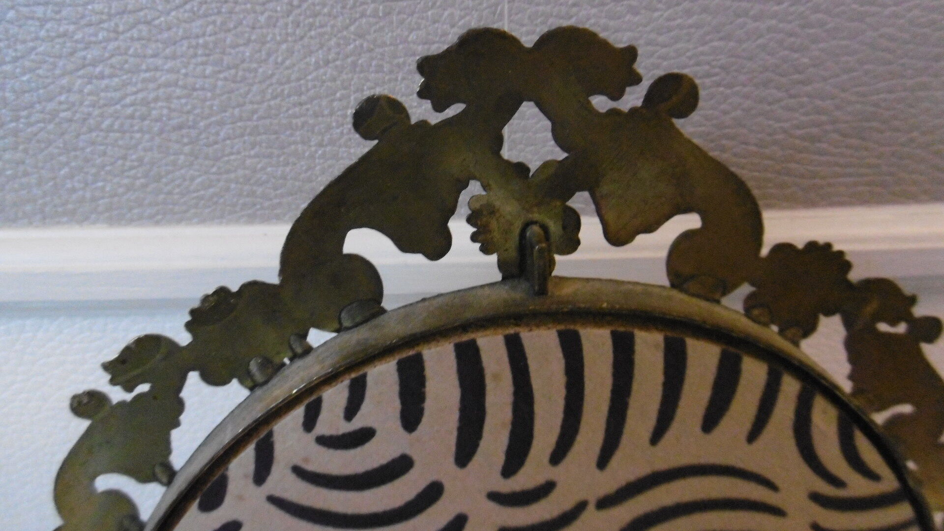 Psyche table mirror on brass stand