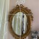 Antique oval mirror with gold leaf – Pediment with bow & floral motifs style