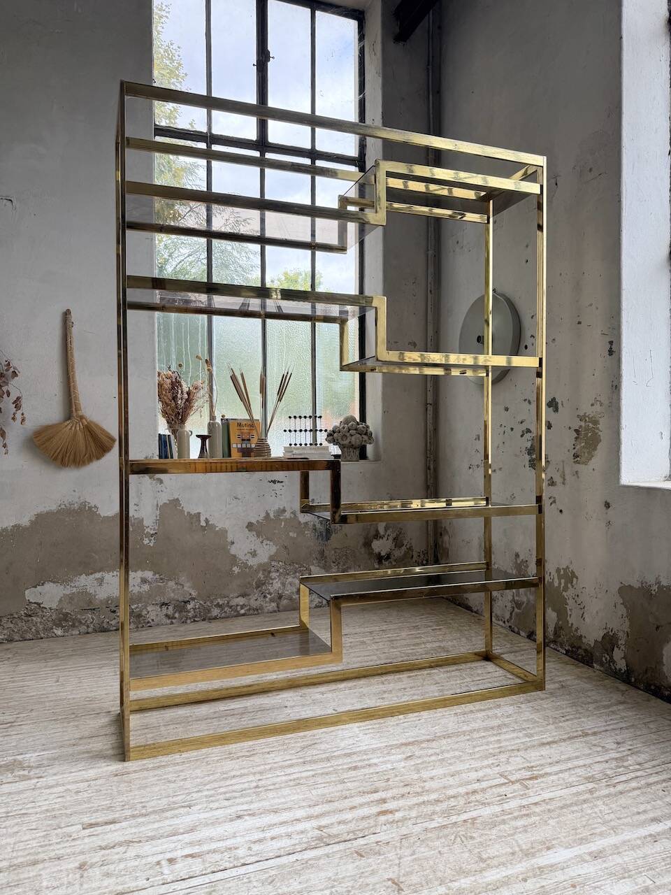 Brass shelf 1970 Belgo Chrom regency