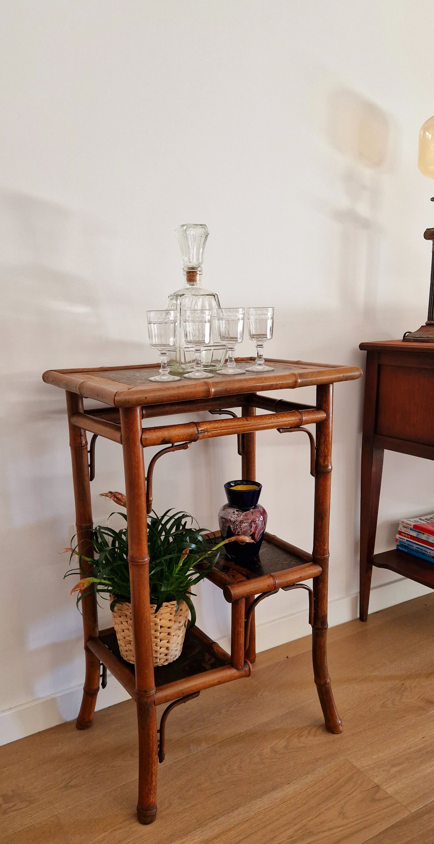 Side table bamboo late XIX style Perret & Vibert