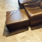 Cognac leather daybed from Italy, 70s