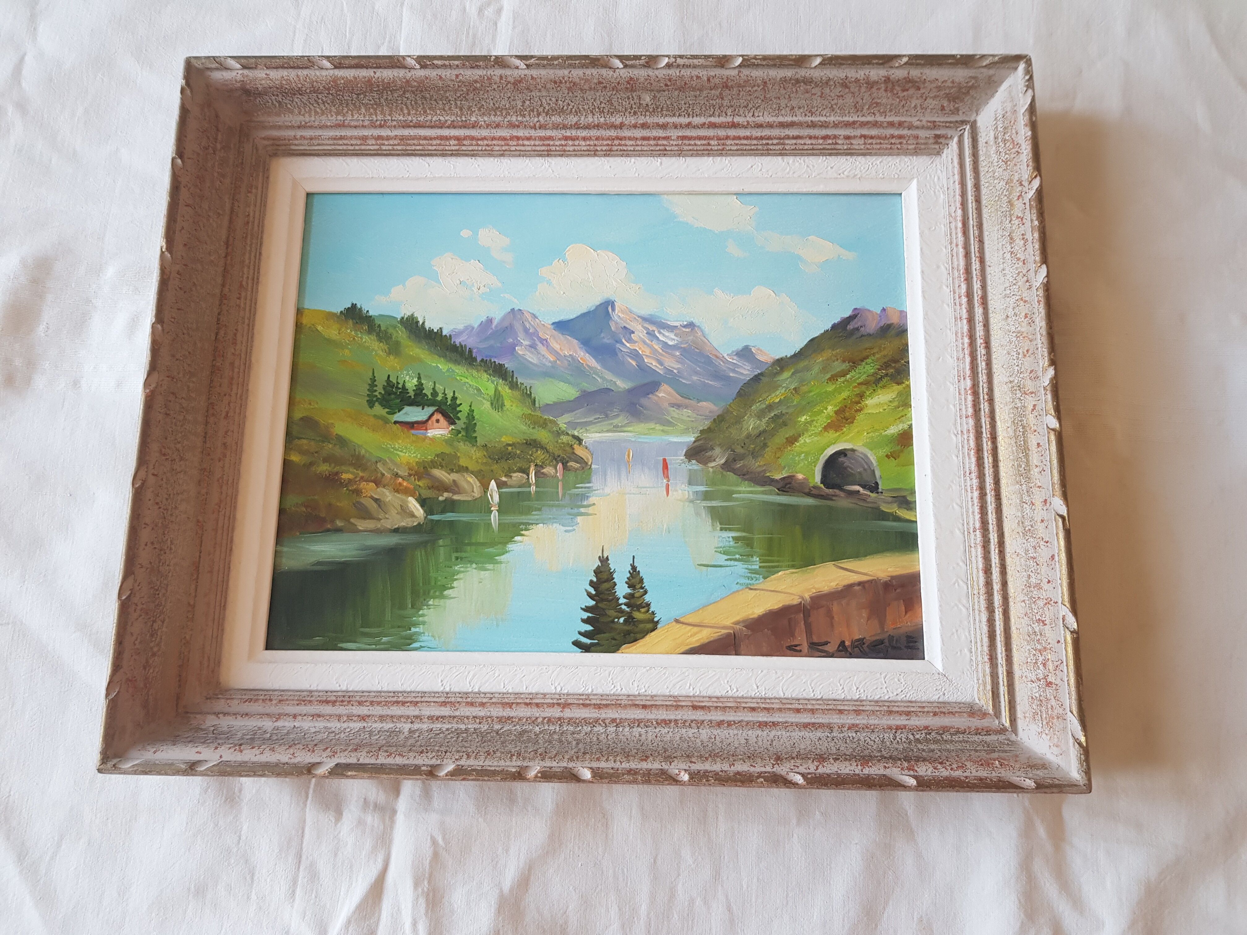 Claude Sargue Painting Oil on panel landscape 20th century