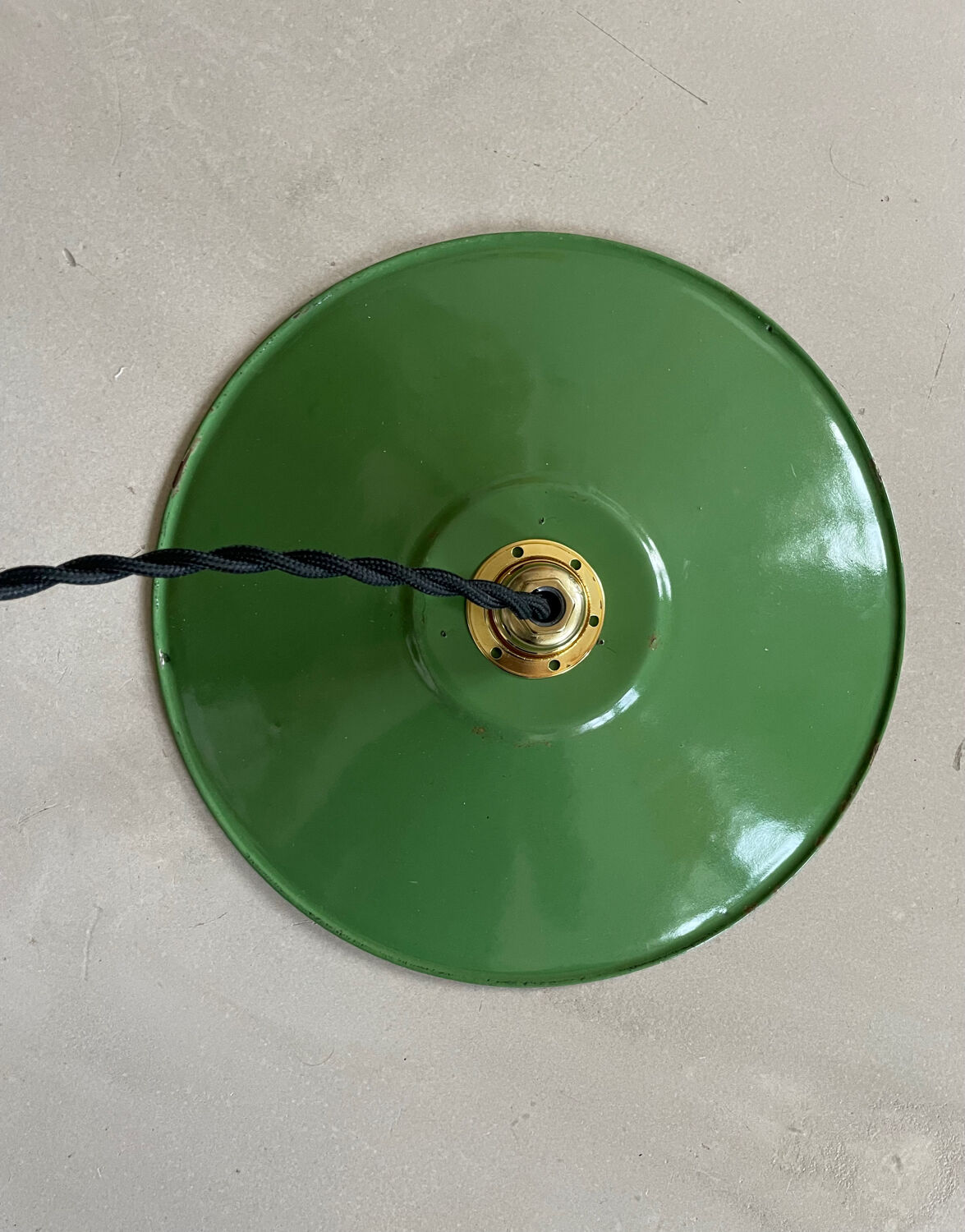 Old enameled metal lampshade