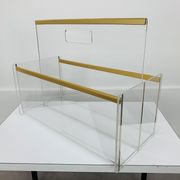 Plexiglas and brass magazine door 70s Hollywood Regency style