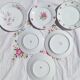 Mix of 6 mismatched floral dessert plates, retro porcelain