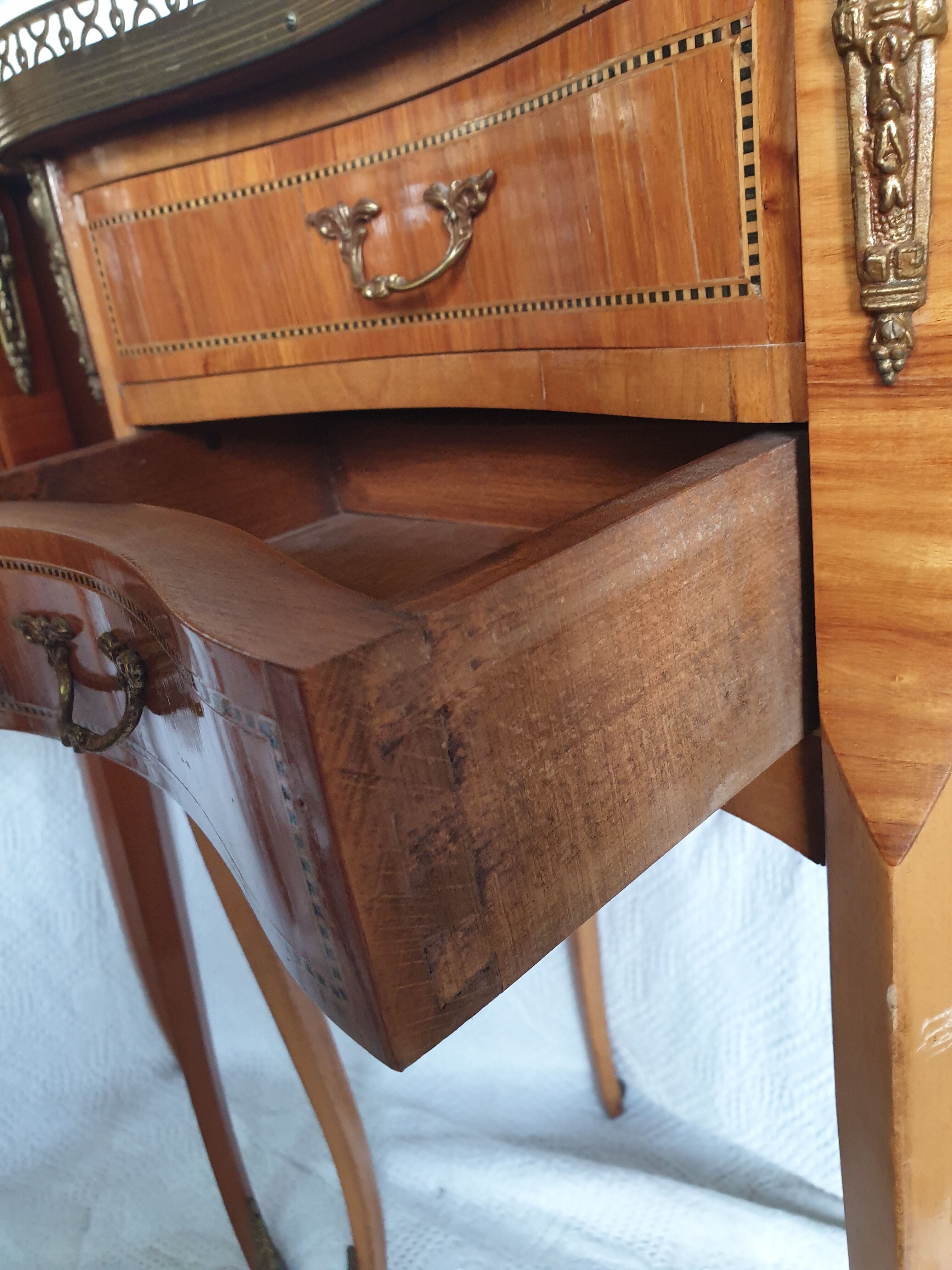 Pair of bedside tables "bean" style louis XV marked