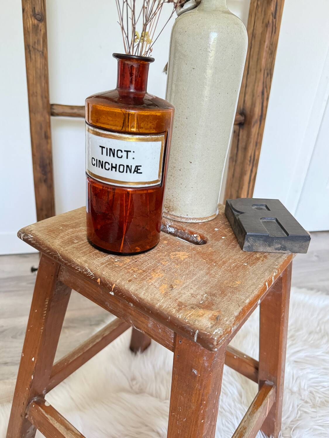 Old wooden painter's stool