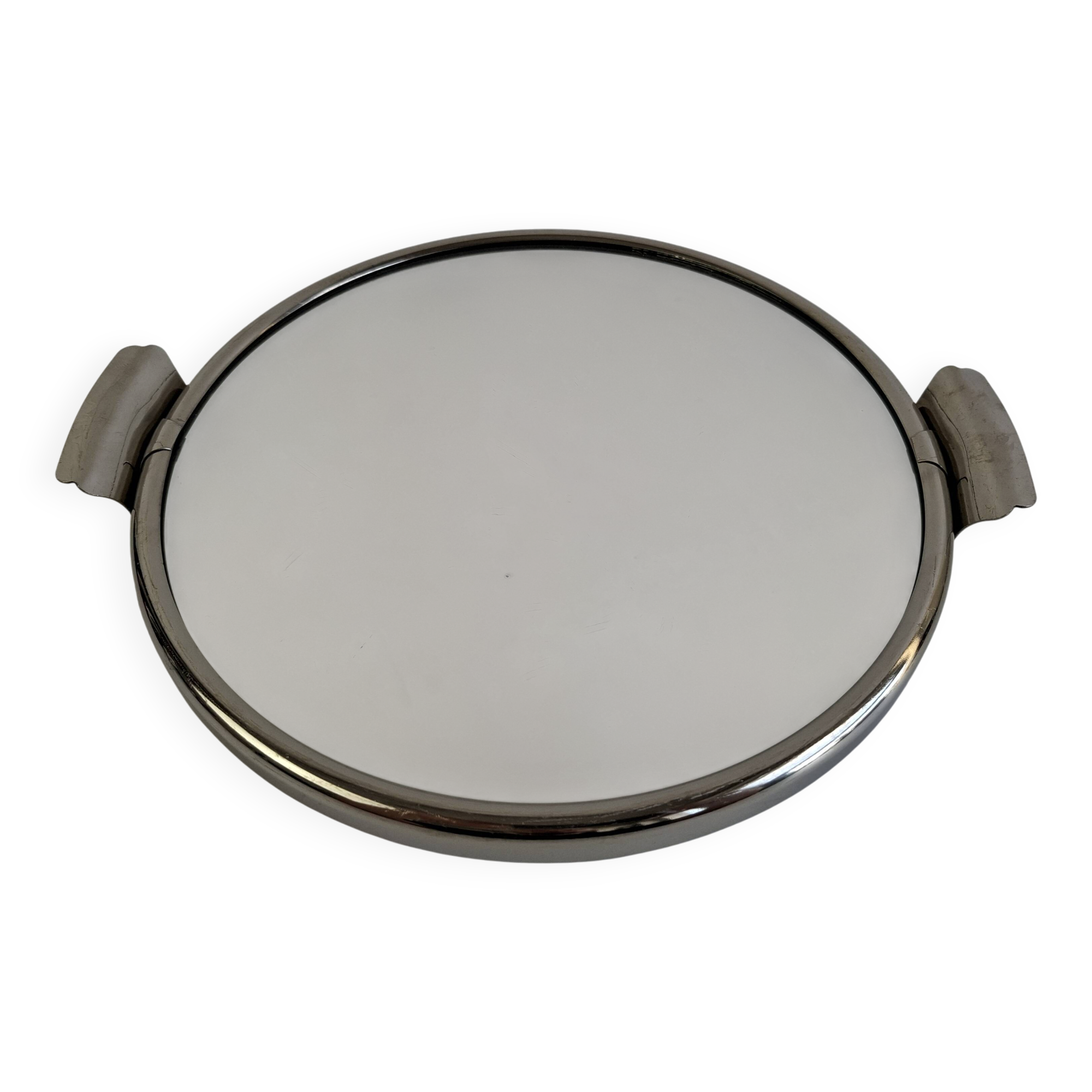 Plateau de service en chrome et miroir Art Déco tchécoslovaque, vers les années 1930.
