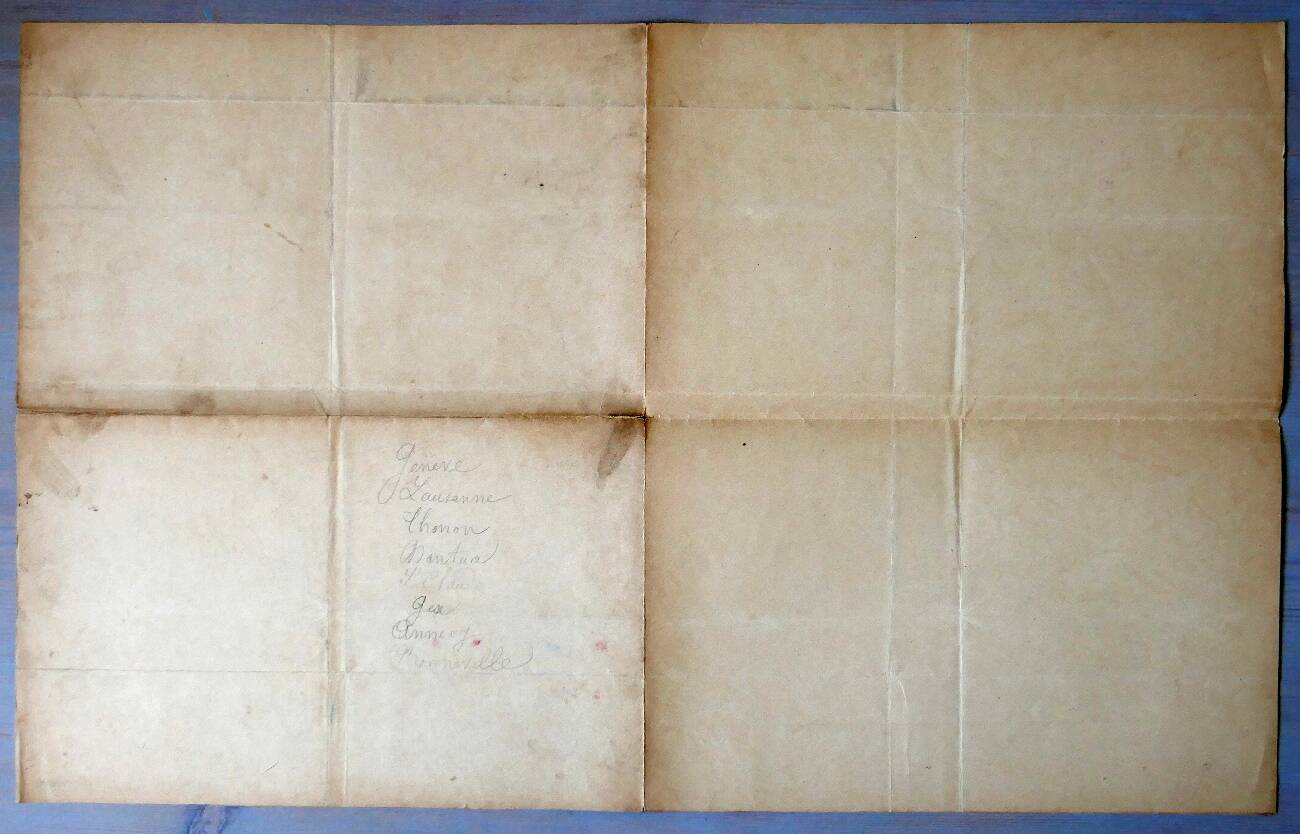 Old map of Geneva, Lausanne, Thonon, Nantua, Annecy.