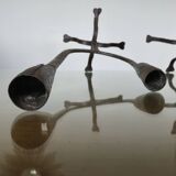 Pair of antique wrought iron candlesticks